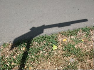 Schatten eines Verkehrsschildes im Fürther Pegnitzgrund