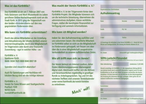 Der neue Flyer für das FürthWiki (Innenseite)